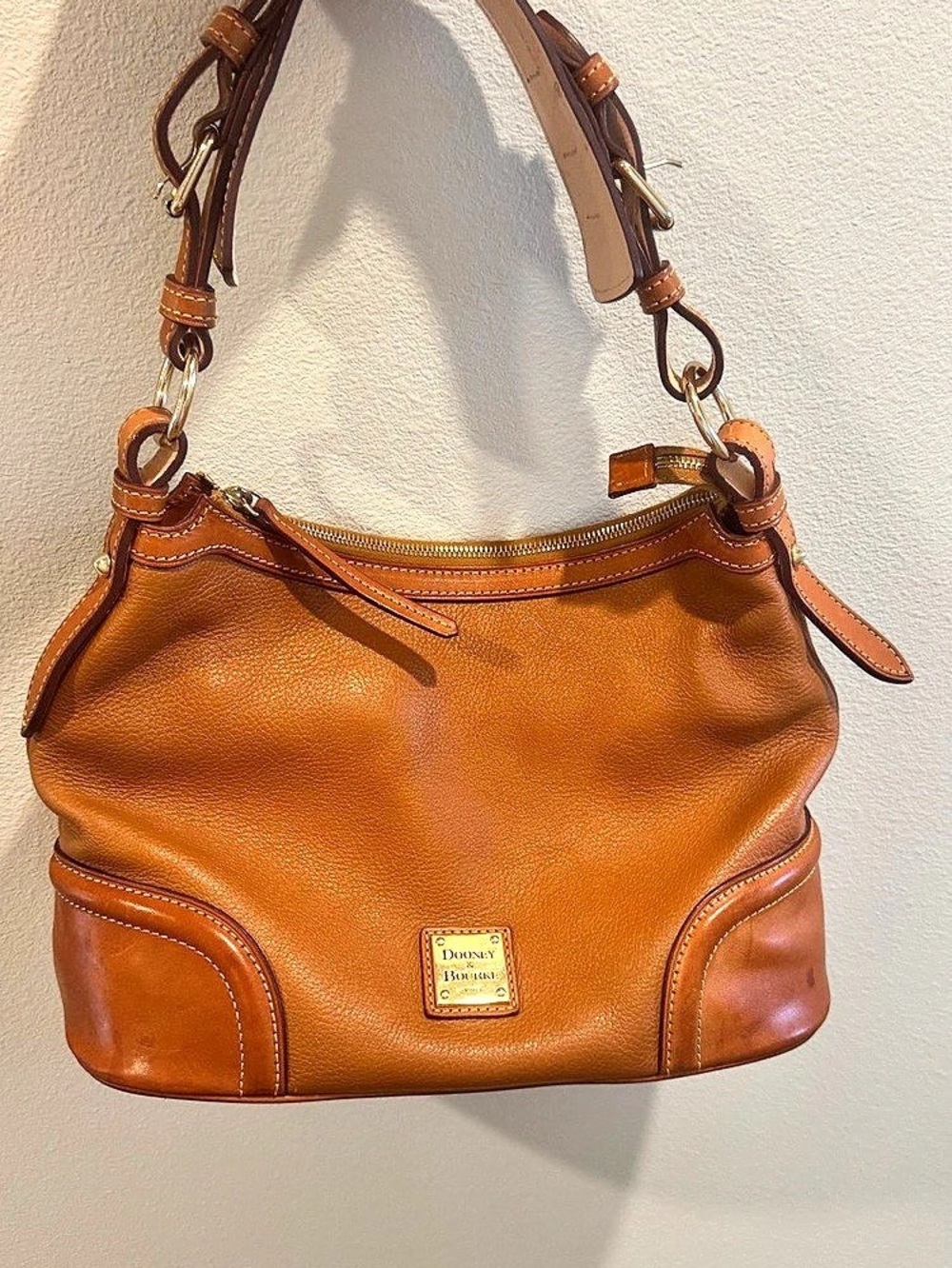 Dooney & Bourke Pebble Grain Leather Hobo Bag - Brown